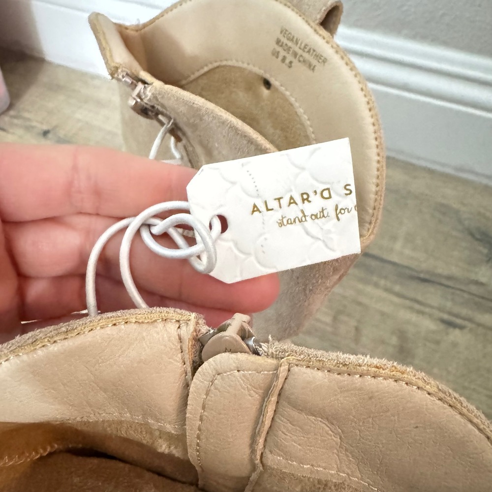 Altar'd State Tan Beige Suede Fringe Cowboy Boots Women's Size 8.5 Cowgirl - Picture 5 of 6